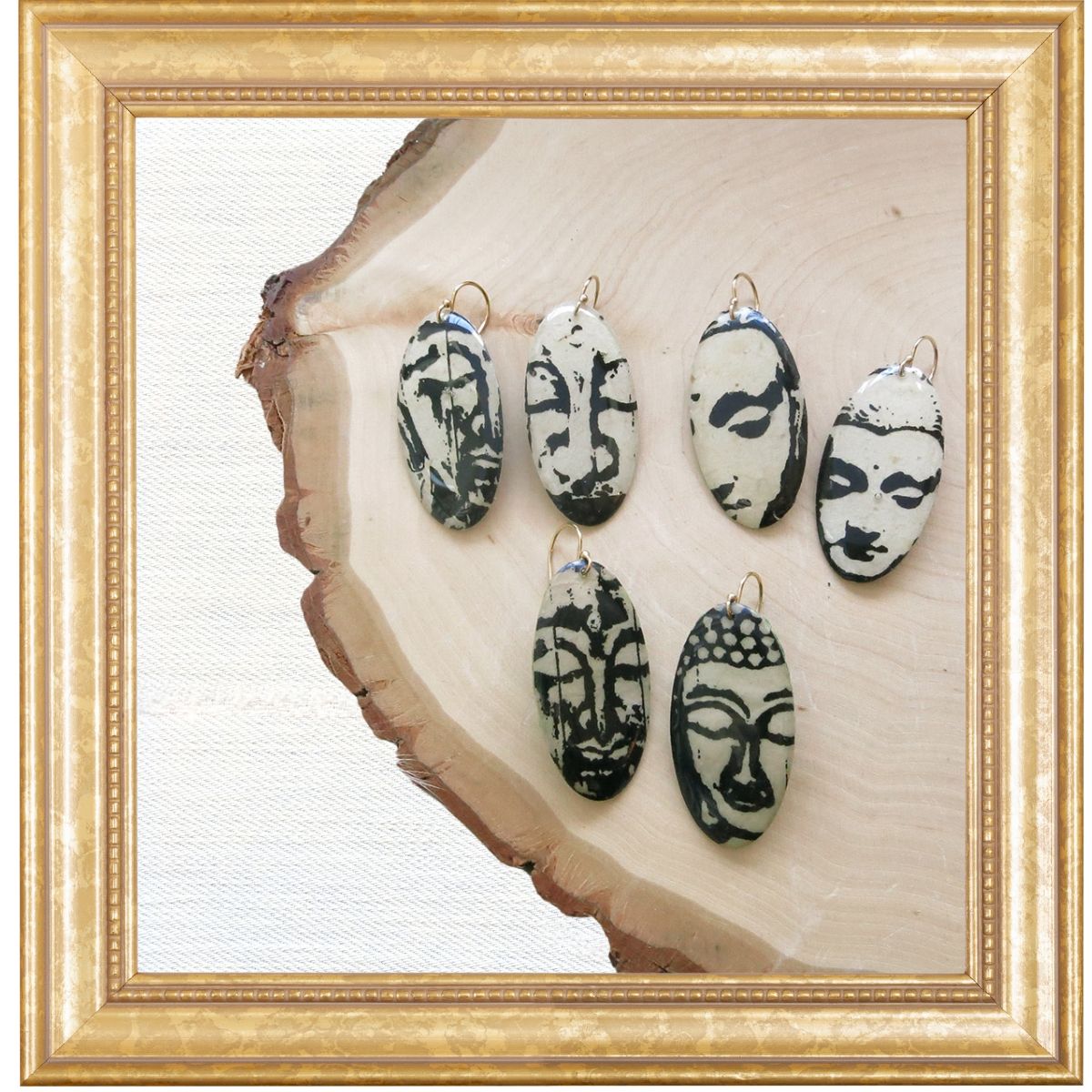 Buddha Faces Shield Dangles