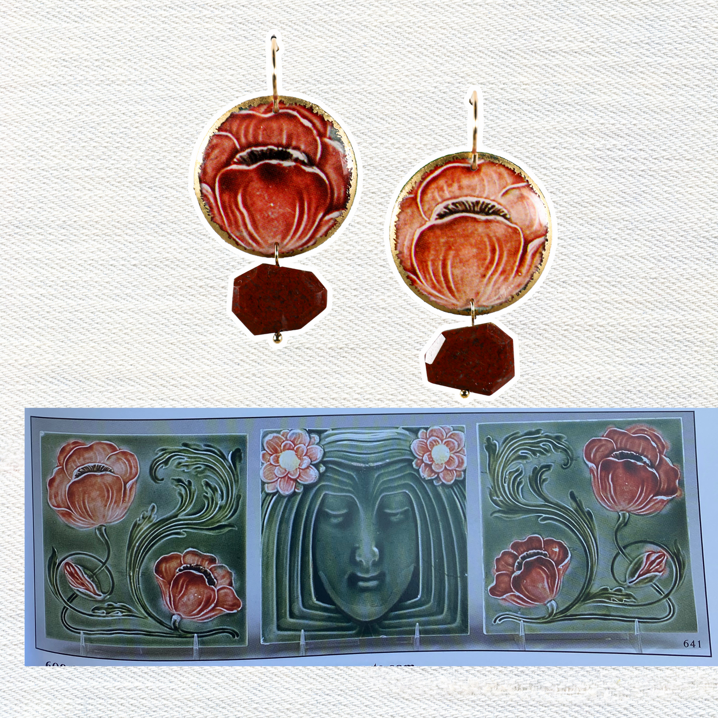 Red Jasper Poppy Bloom Dangles