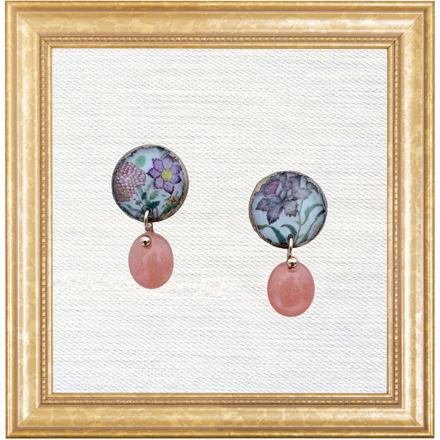 Chinoiserie Dulcet Studs with Peach Moonstone