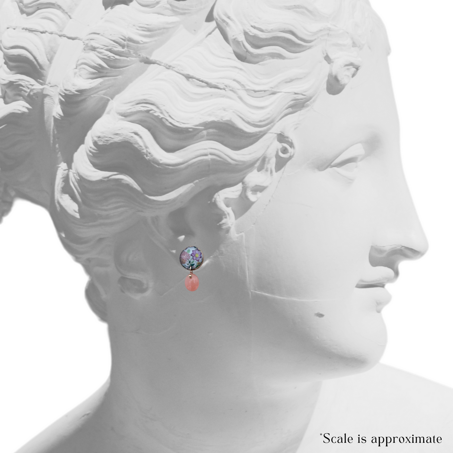 Chinoiserie Dulcet Studs with Peach Moonstone
