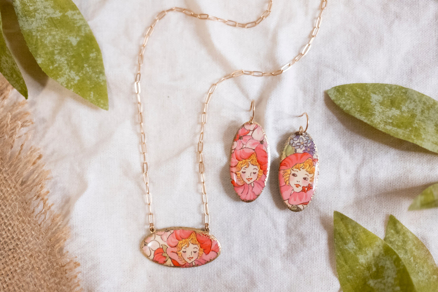 Pink Flower Faery Shield Dangles