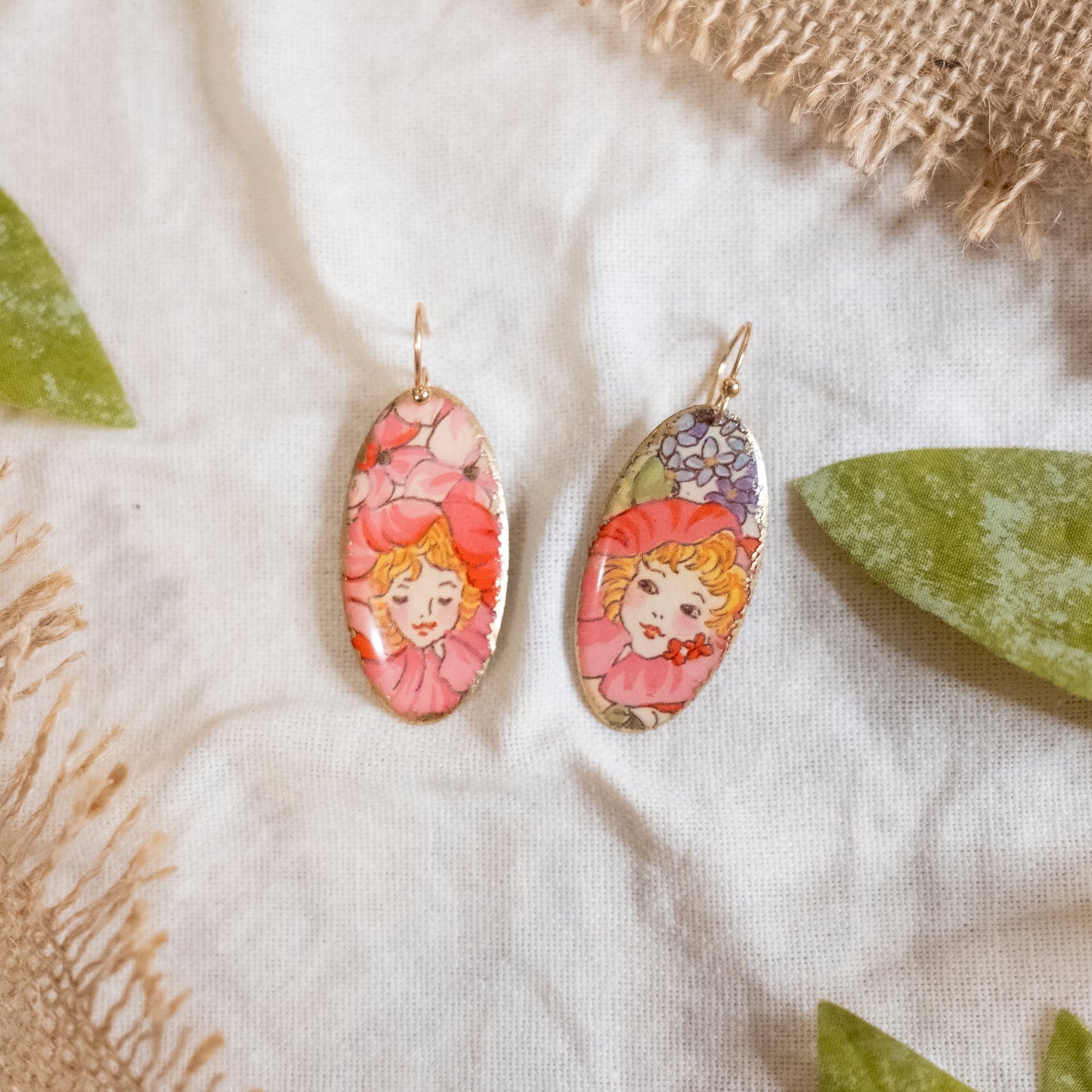 Pink Flower Faery Shield Dangles