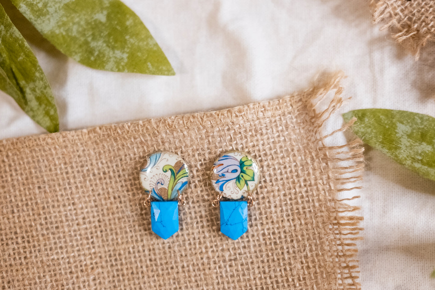Florentine Fruits Morgaine Earrings with Turquoise