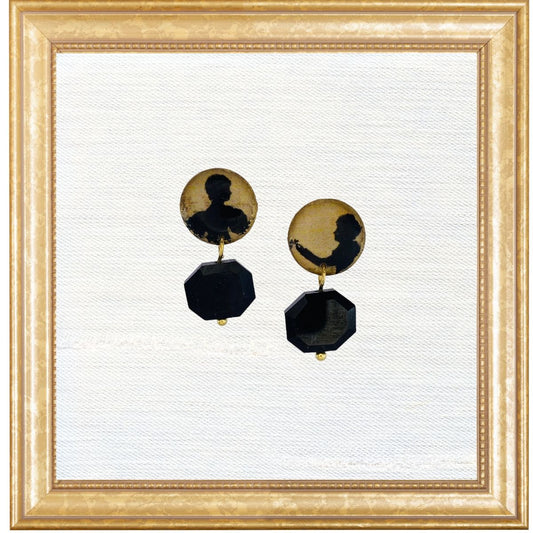 Victorian Silhouette Dulcet Studs with Black Spinel