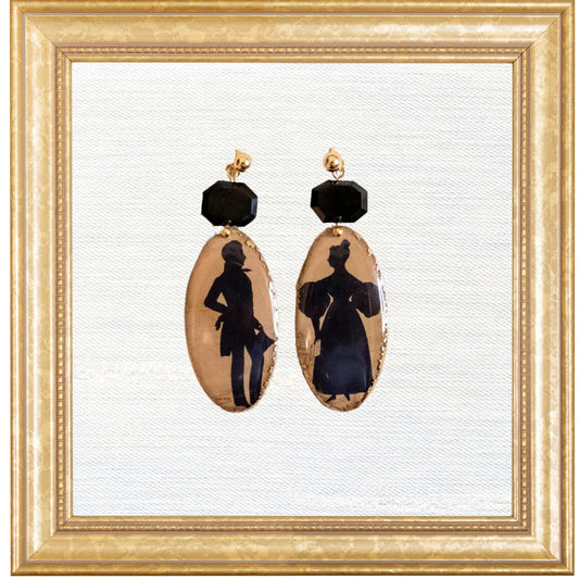 Victorian Silhouette Shield Dangles with Black Spinel
