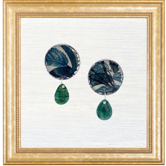 Morgaine Earrings - Plate 21 Collection des Fleurs et des Fruits with Emerald