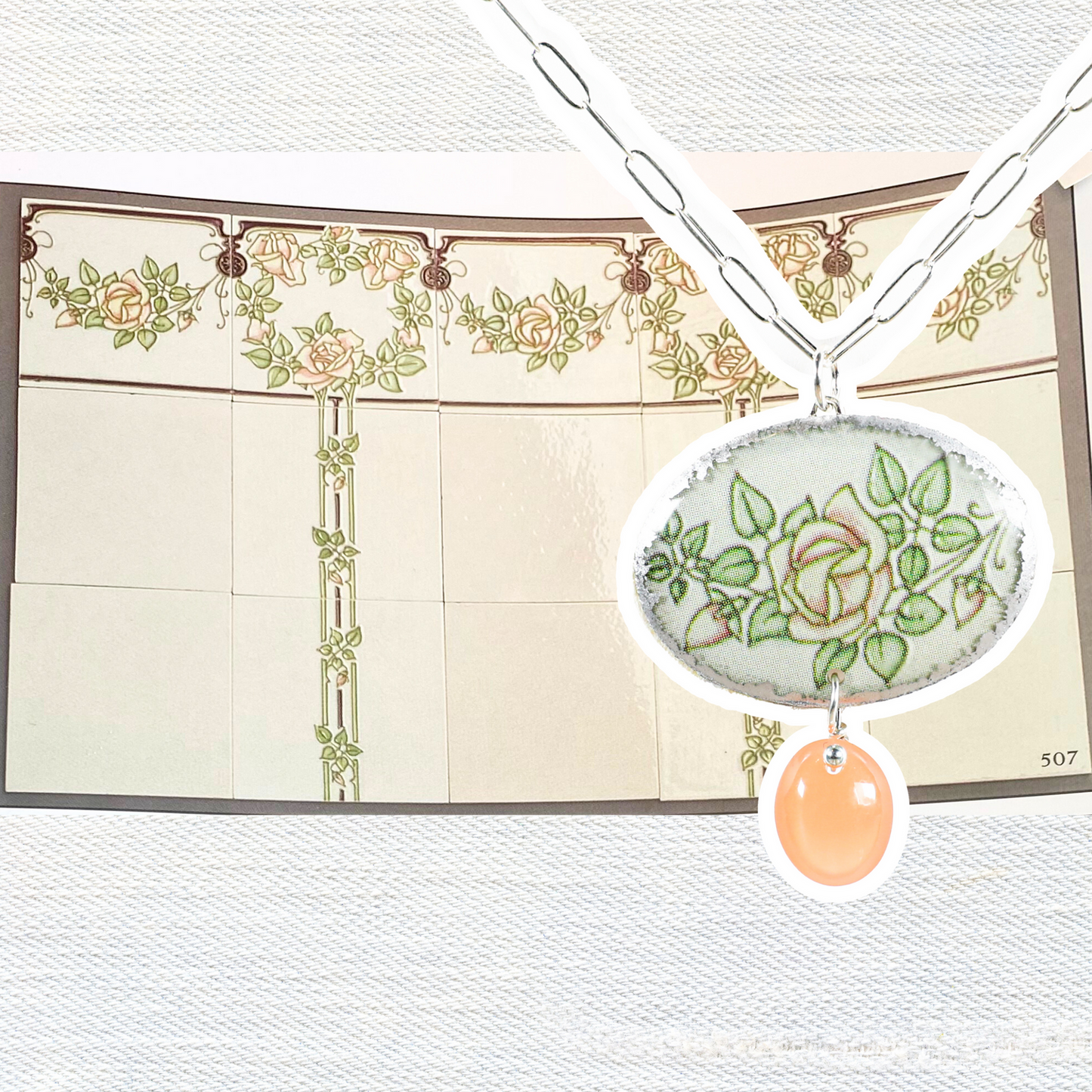 Gilliot & Cei Rose Ellison Necklace with Peach Moonstone