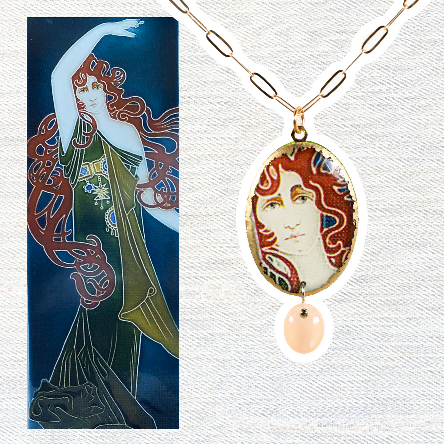 Persephone Victoria Necklace with Peach Moonstone