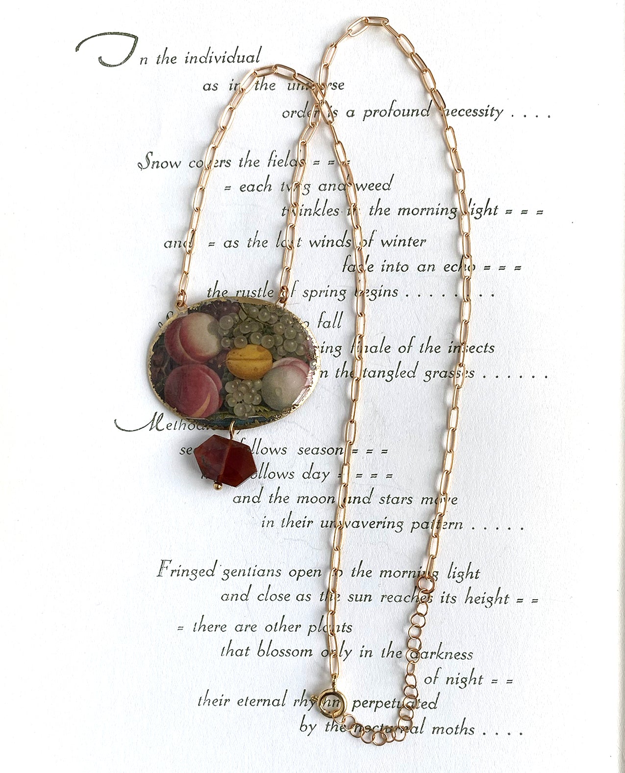 Still Life Feast Cameo Necklace with Garnet