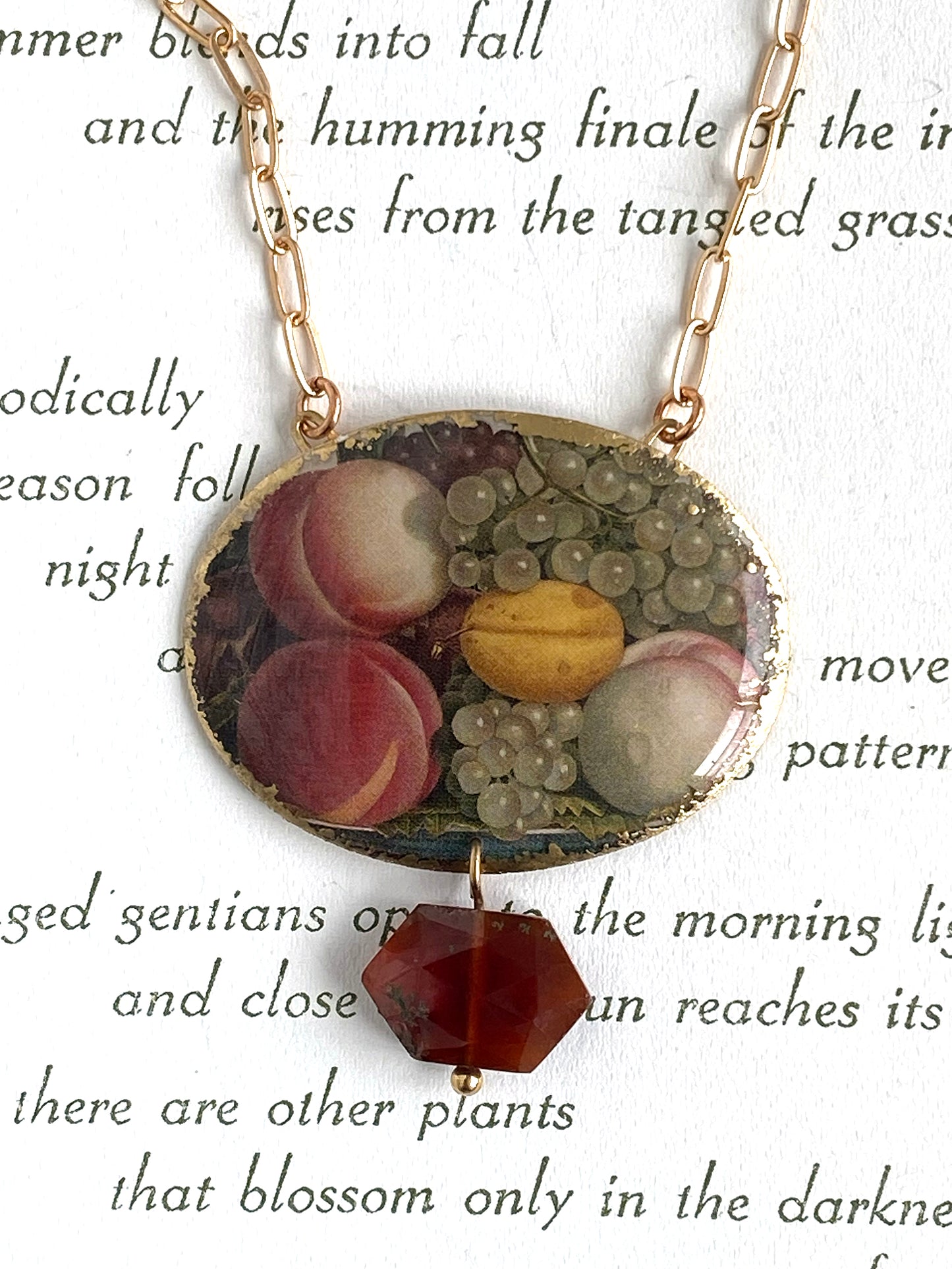 Still Life Feast Cameo Necklace with Garnet