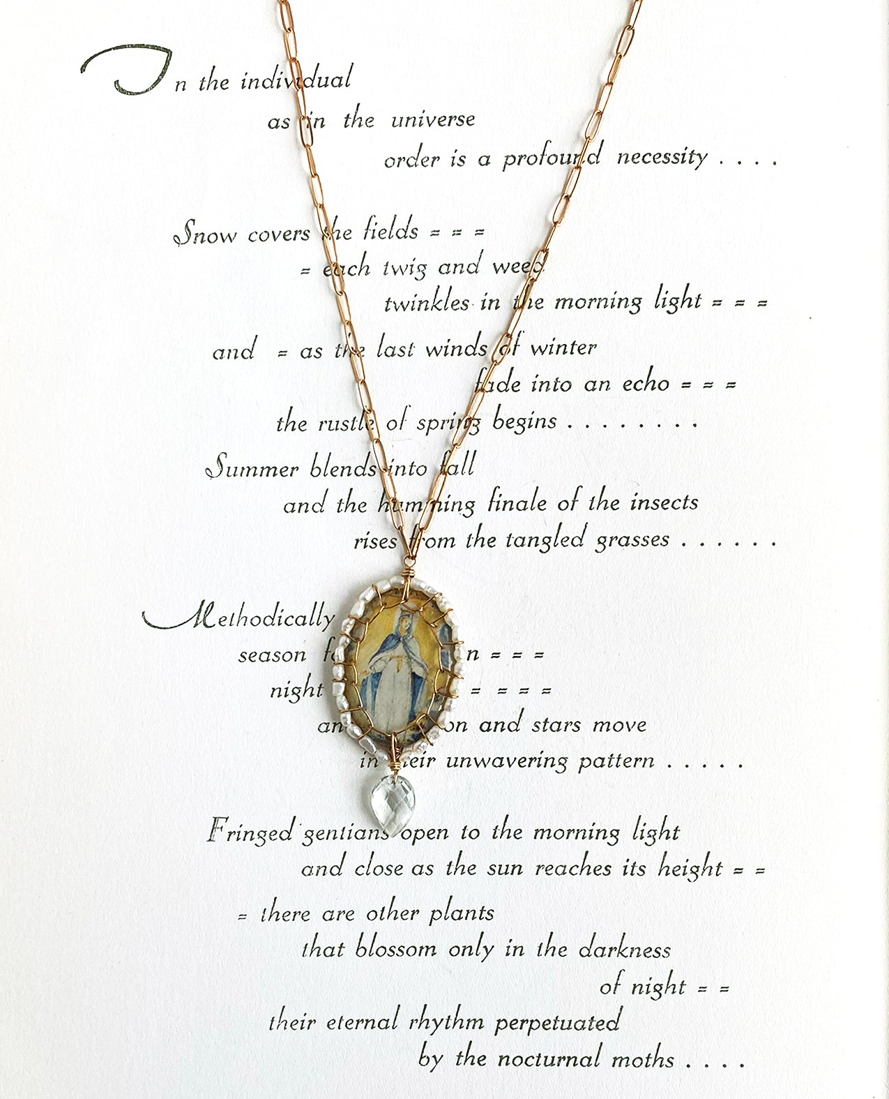 Virgin Mary Victoria Necklace with Pearls