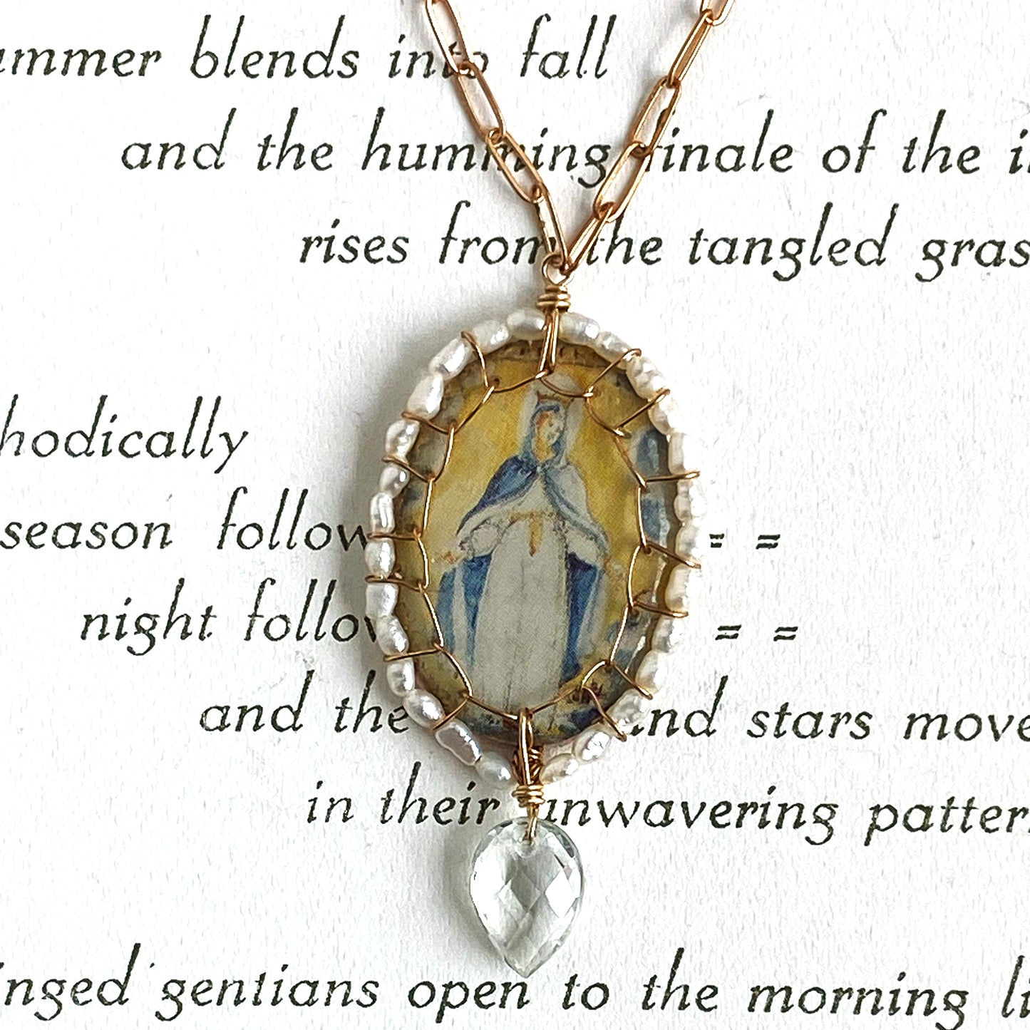 Virgin Mary Victoria Necklace with Pearls