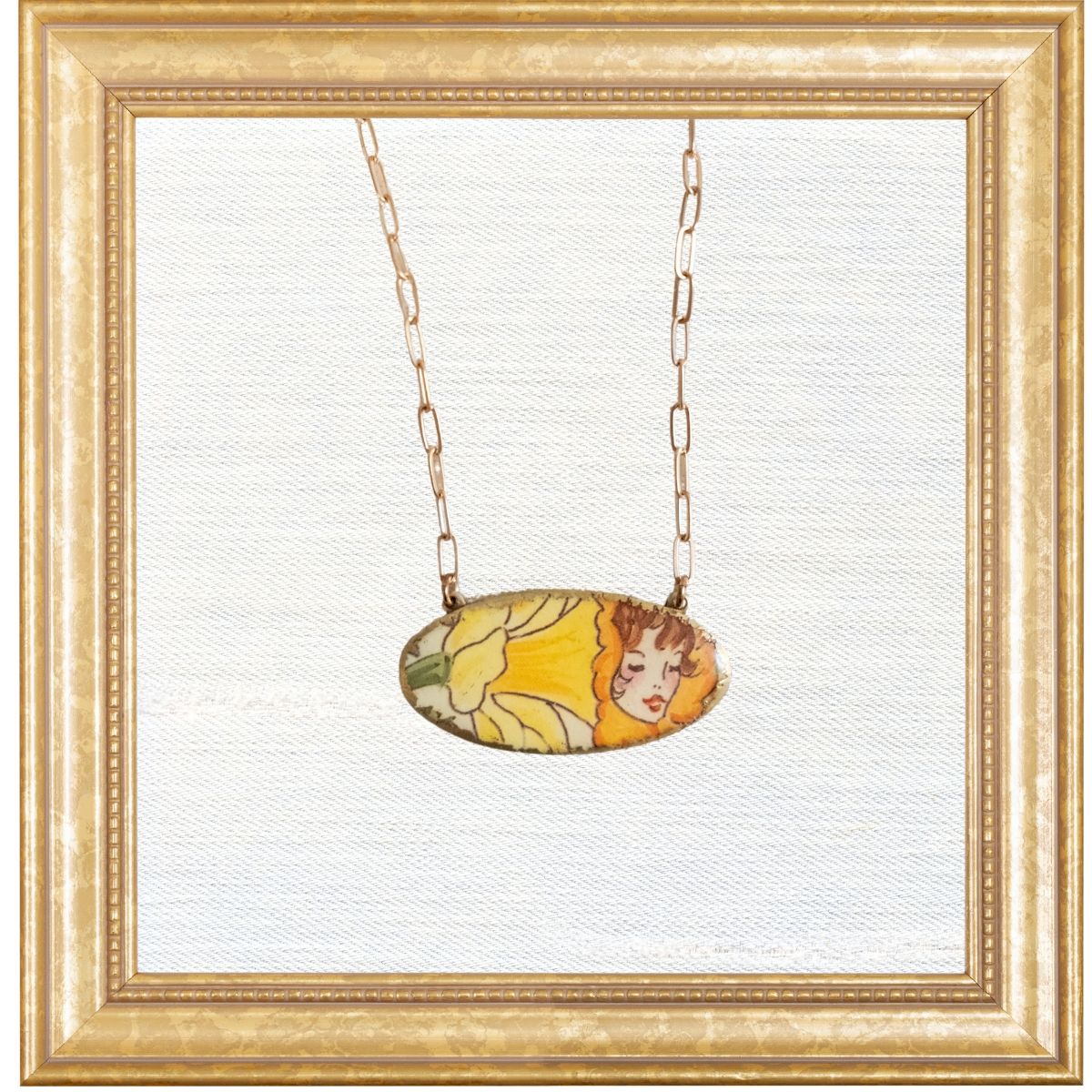 Daffodil Flower Faery Shield Necklace