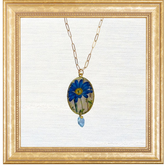 Victoria Necklace - The Ladies' Flower Garden of Ornamental Perennials with Blue Topaz