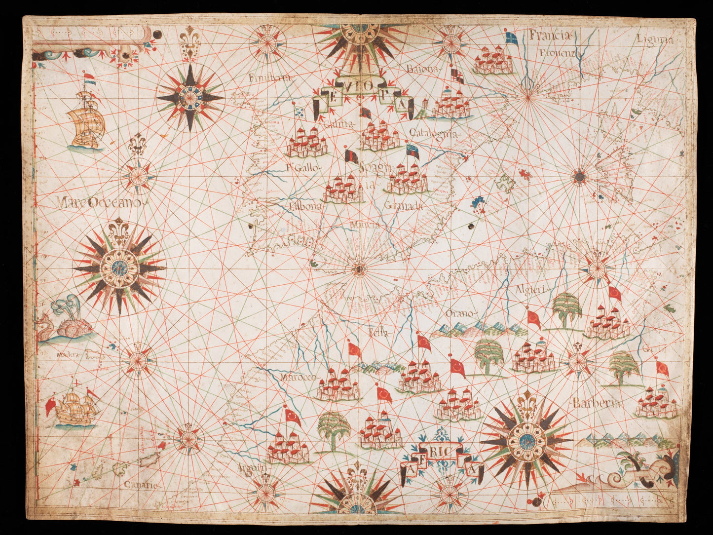 17th Century Cavallini Map Earrings