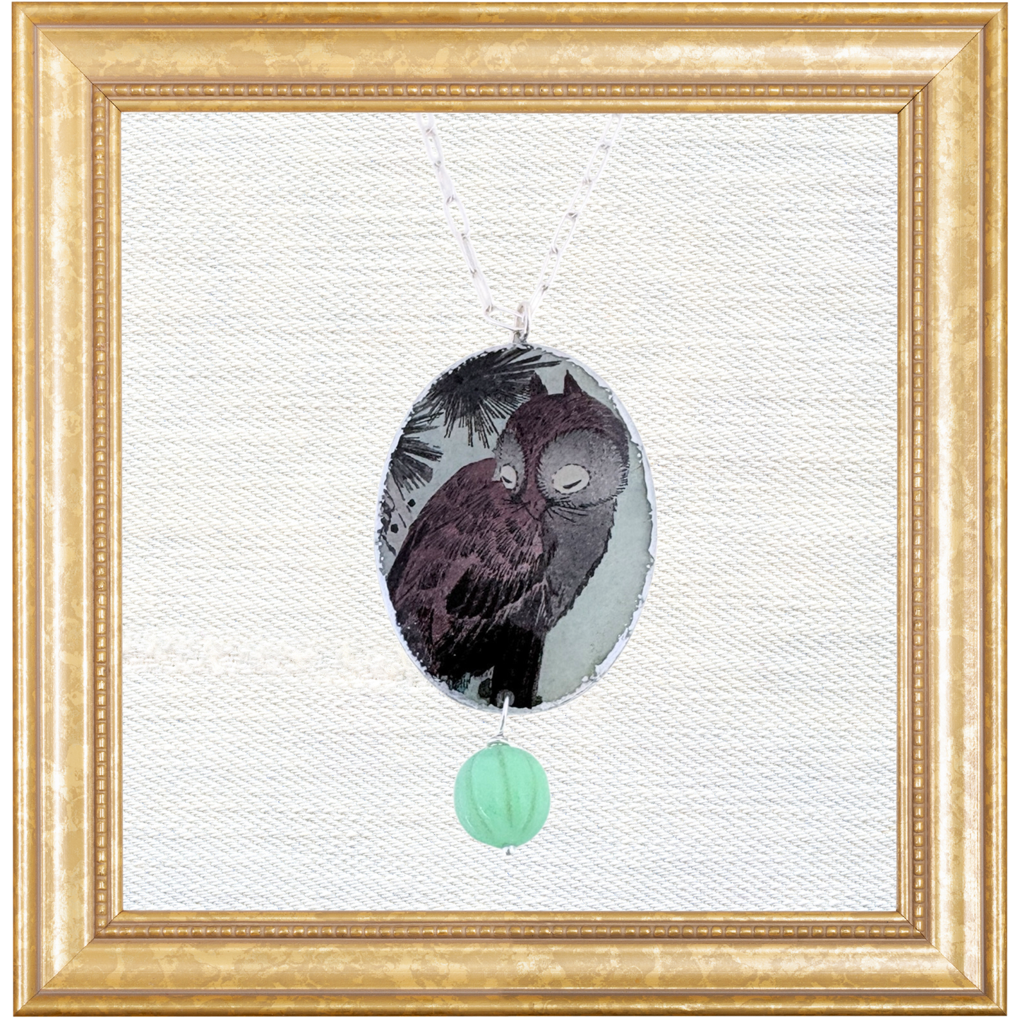 Hiroshige Owl Cameo Necklace