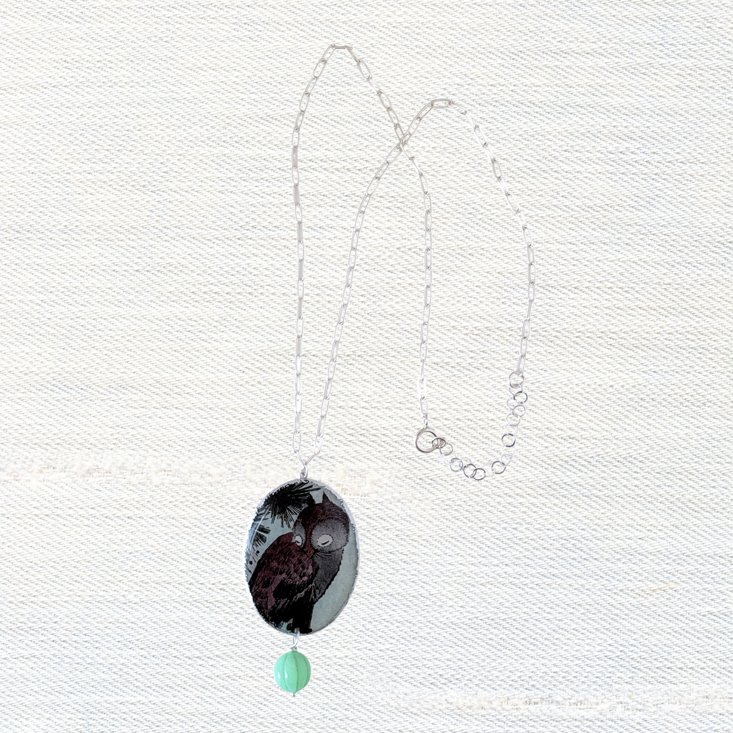 Hiroshige Owl Cameo Necklace