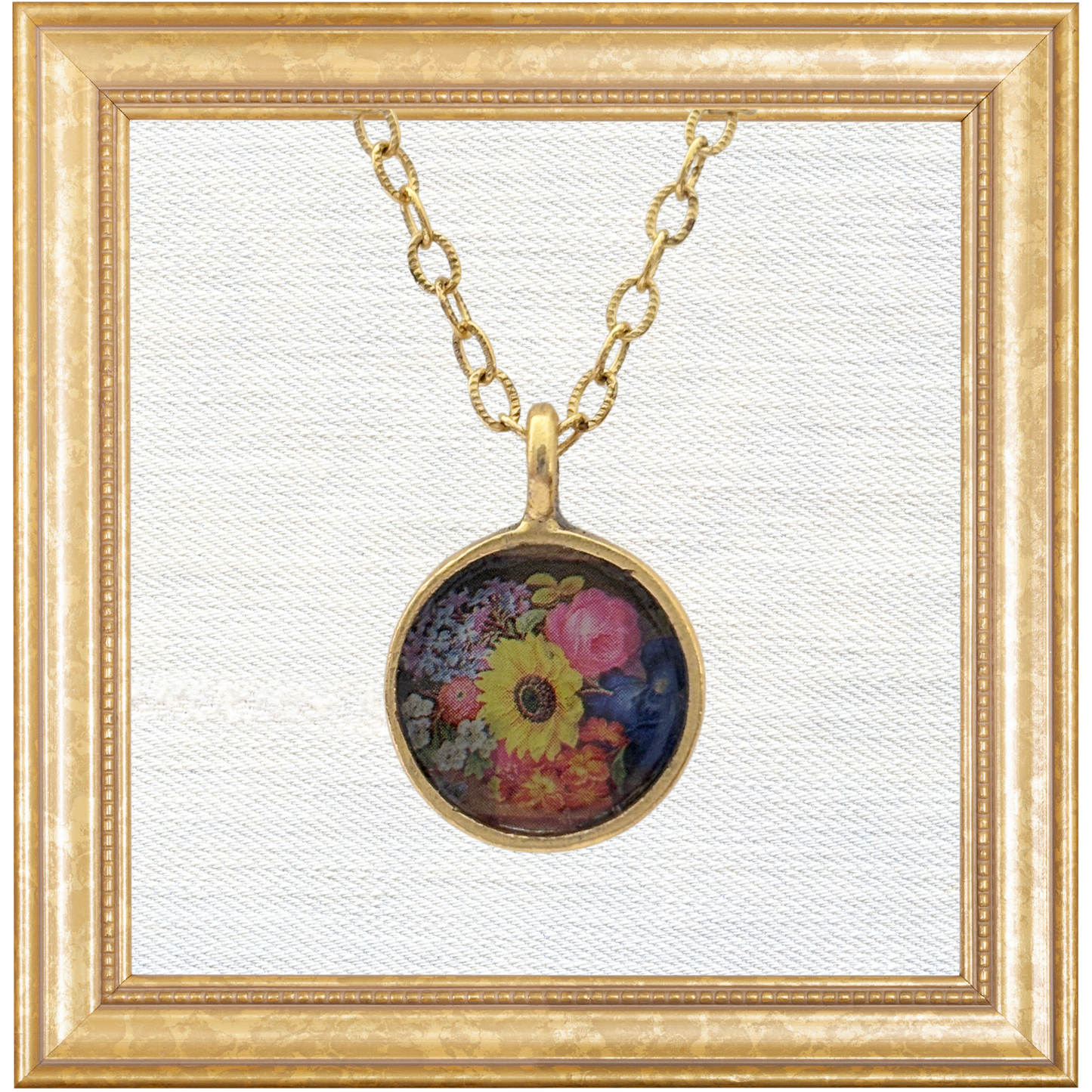 Floral Spray Bezel Pendant Necklace