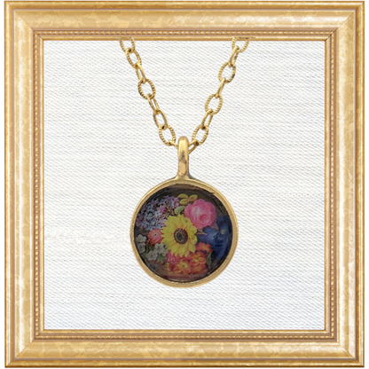 Floral Spray Bezel Pendant Necklace