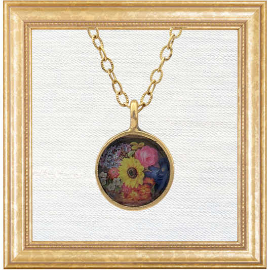 Floral Spray Bezel Pendant Necklace