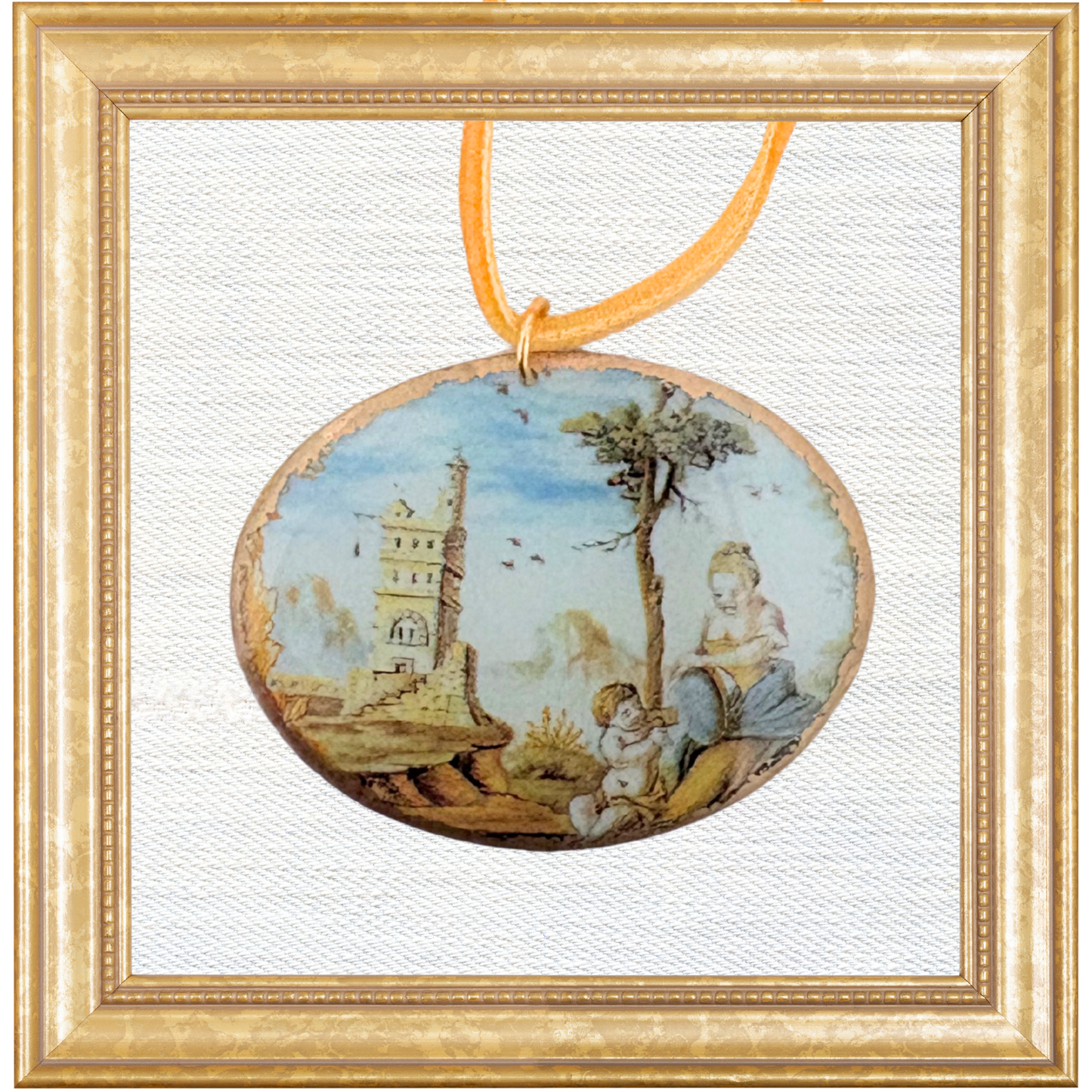 French Grand Feu Landscape Ornament