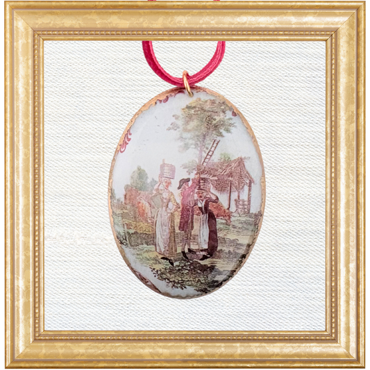 c.1780 French Petit Feu Marine Scene Cameo Ornament