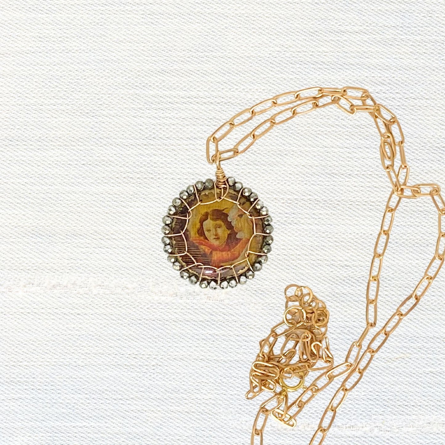 Botticelli San Marco Angel Morgaine Necklace with Pyrite