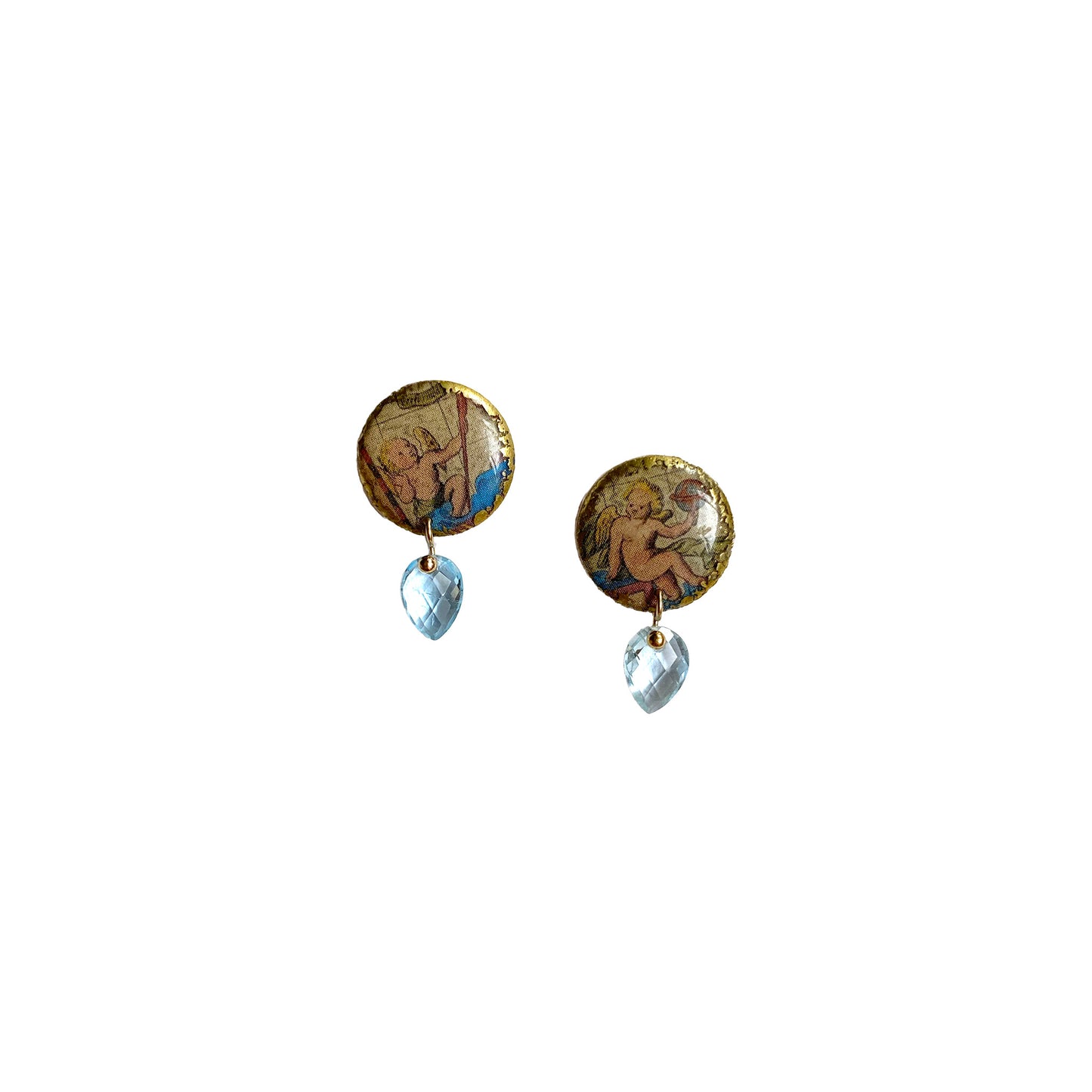 c.1611 John Speed Dulcet Studs with Blue Topaz