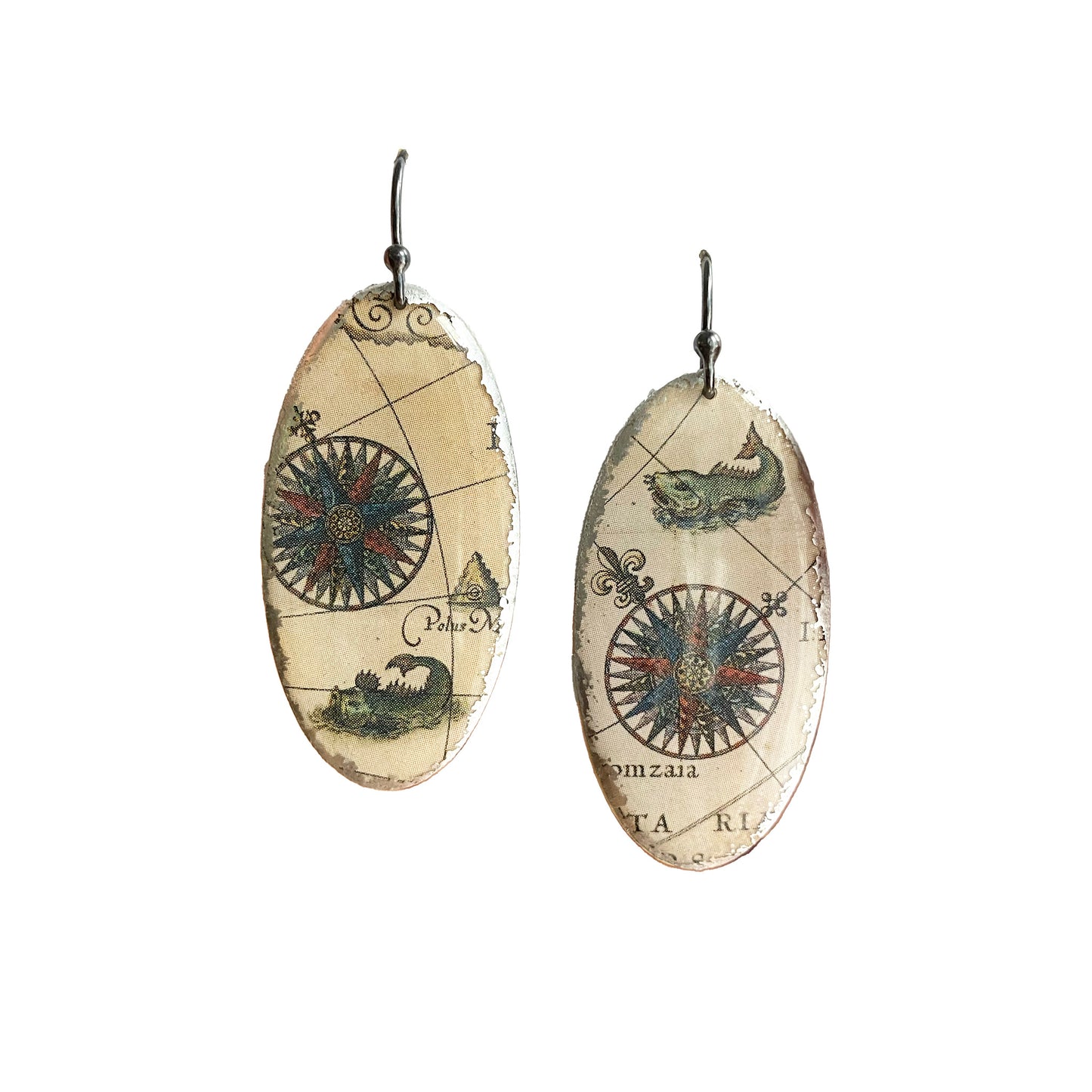 c.1598 Willem Barentsz Arctic Voyages Shield Dangles Oxidized