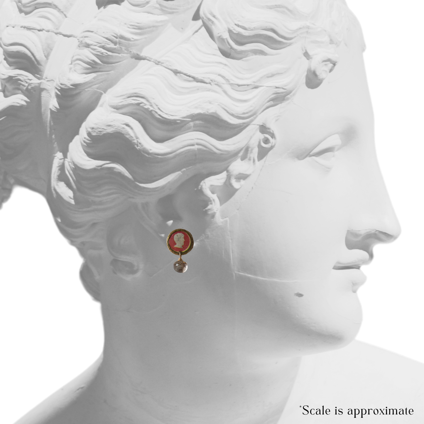 Neoclassical Cameo Dulcet Studs with Smoky Quartz