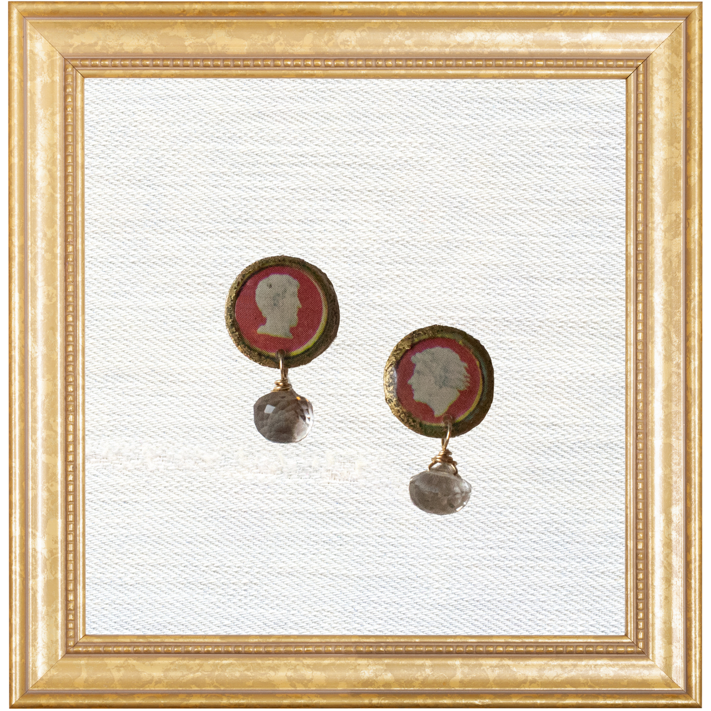 Neoclassical Cameo Dulcet Studs with Smoky Quartz