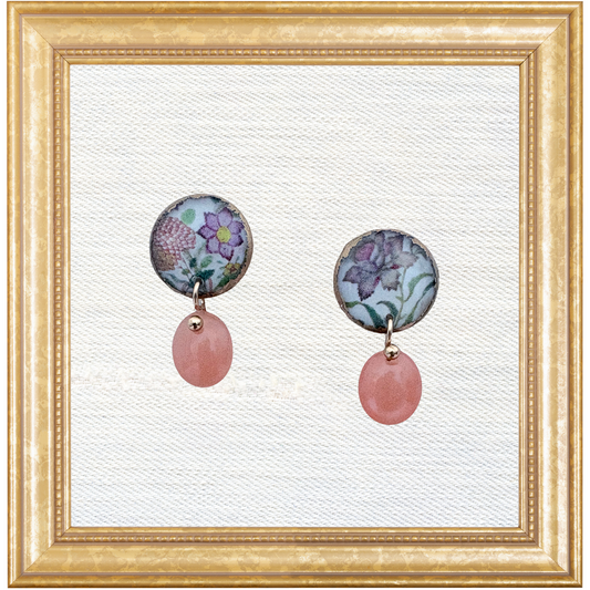Chinoiserie Dulcet Studs with Peach Moonstone