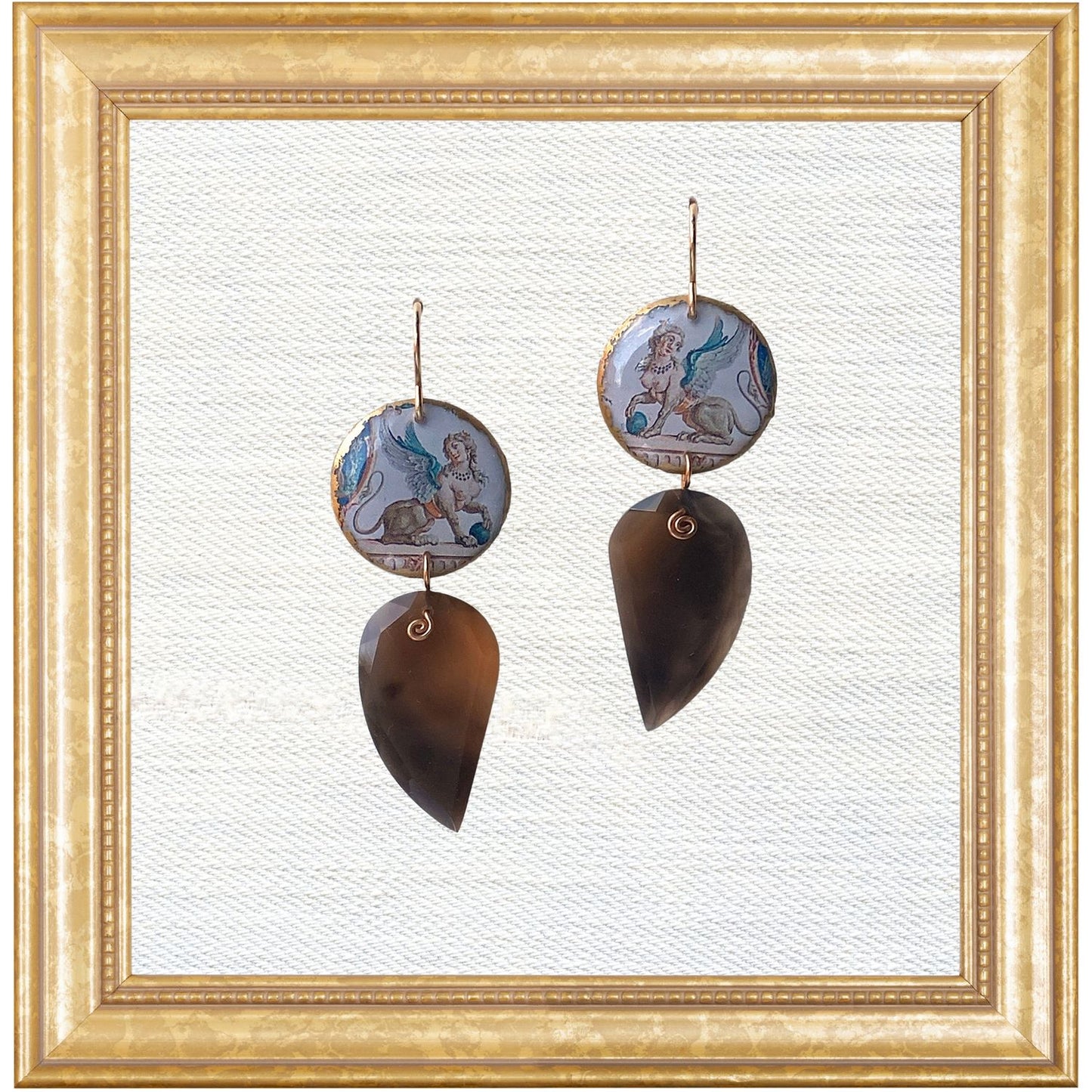 French Sphinx Morgaine Dangles with Banded Agate