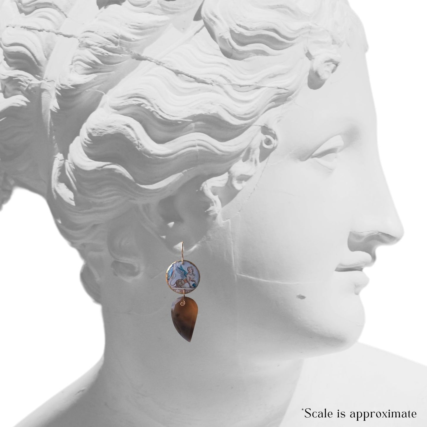 French Sphinx Morgaine Dangles with Banded Agate