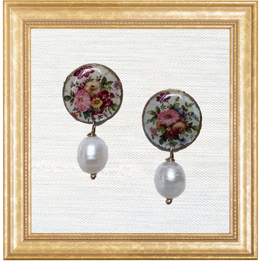 Floral Spray Morgaine Studs with Pearls