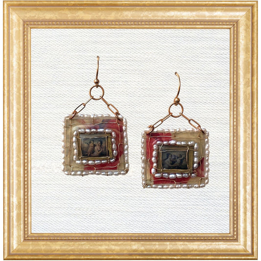 Venus and Cupid Pearl-Framed Earrings