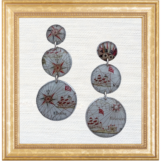 17th Century Cavallini Map Earrings