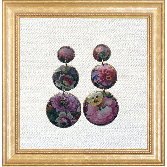 Roman Micromosaic Floral Tiered Trio Dangles