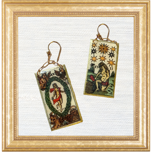 The World & The Star Tarot Chain Dangles