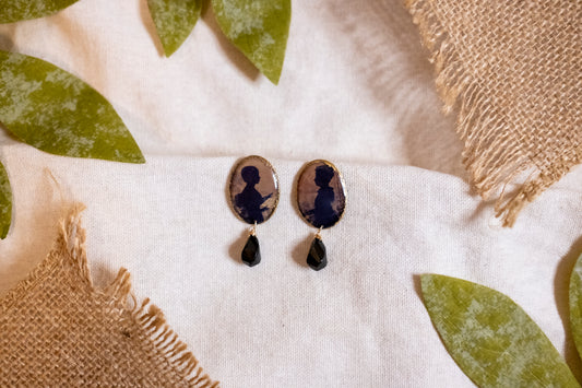 Victorian Silhouette Victoria Studs with Black Spinel