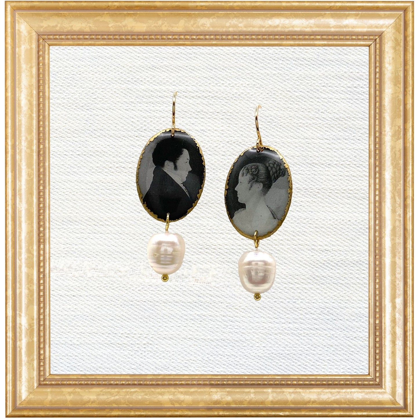 1803 American Portrait Pair Victoria Dangles with Pearl Drops