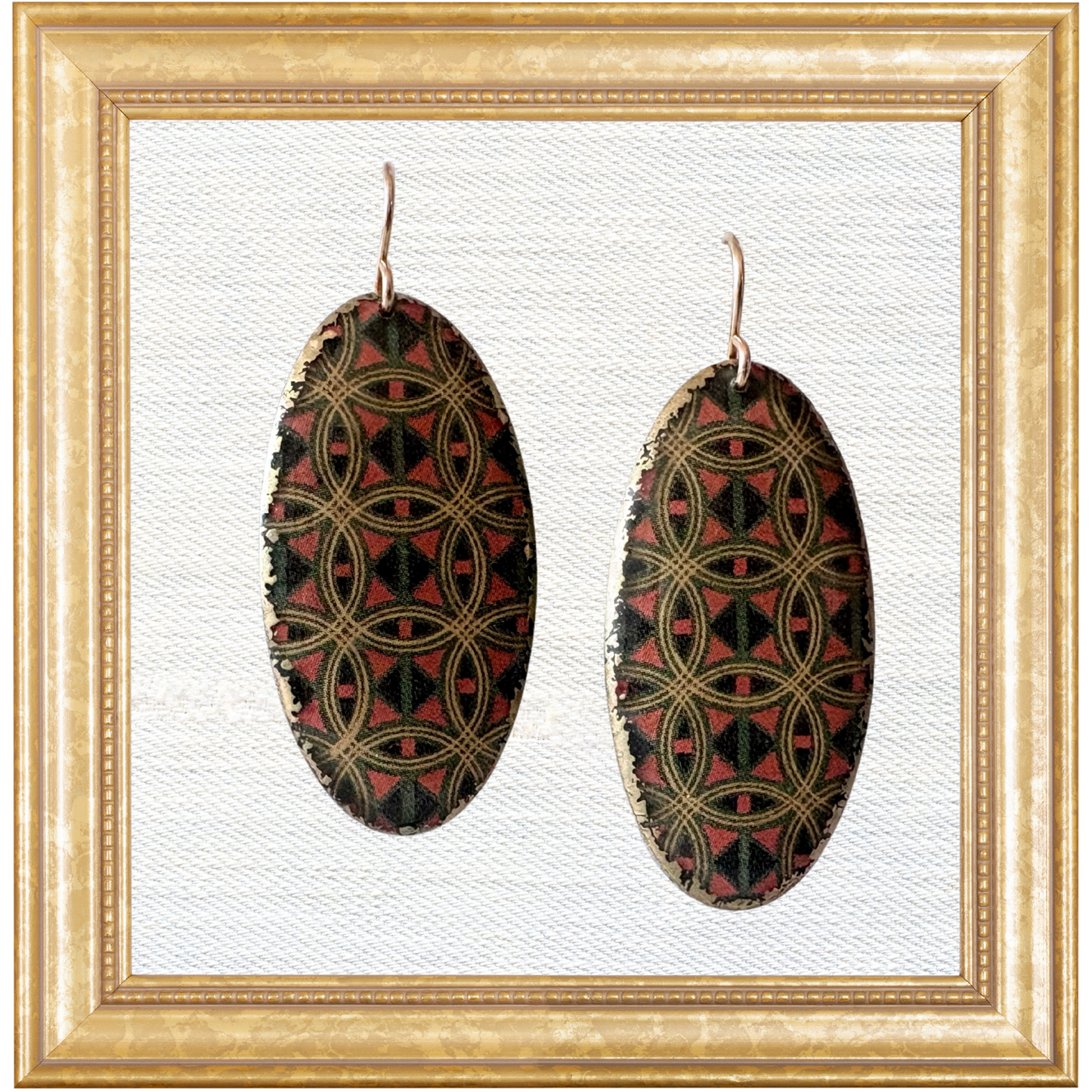 German Art Deco Shield Dangles