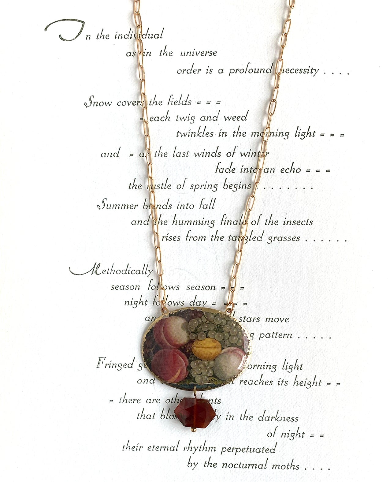 Still Life Feast Cameo Necklace with Garnet