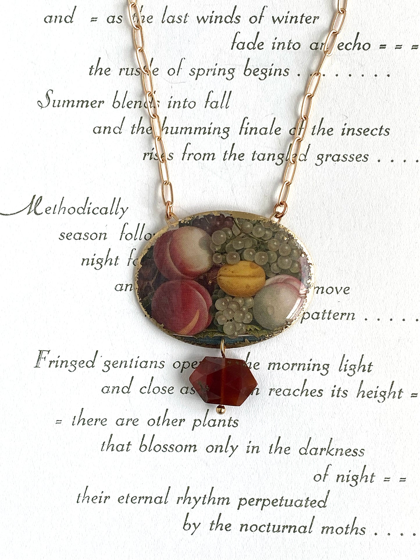 Still Life Feast Cameo Necklace with Garnet