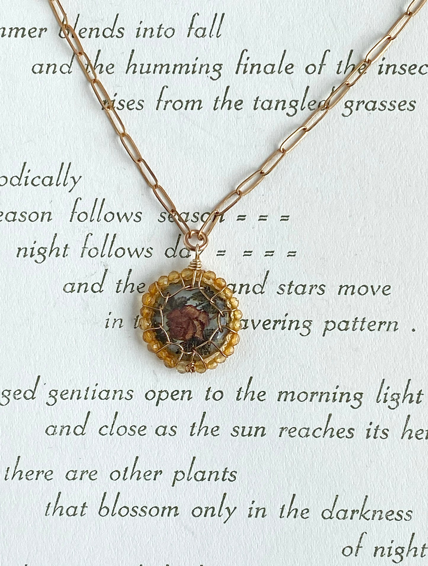 Floral Stitched Dulcet Necklace with Citrine