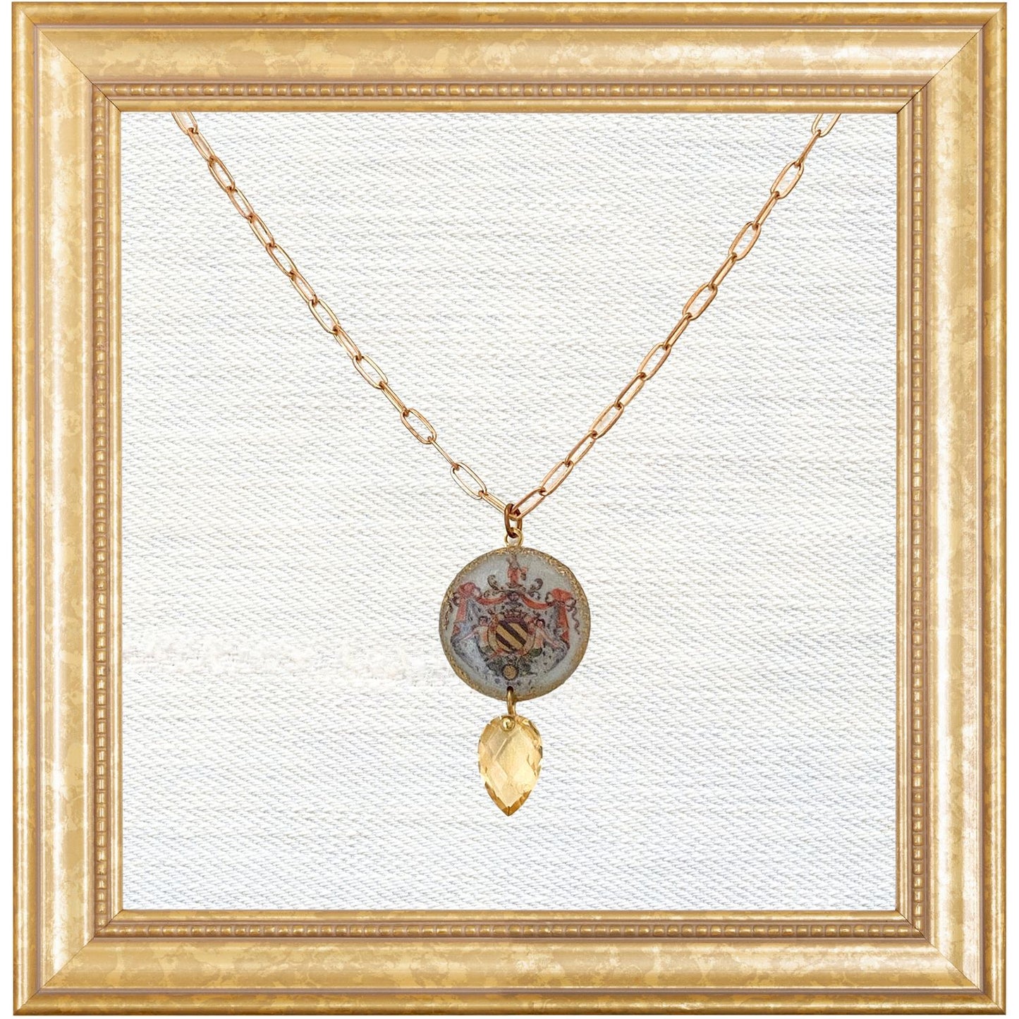 Micro Heraldic Seal Morgaine Necklace with Citrine