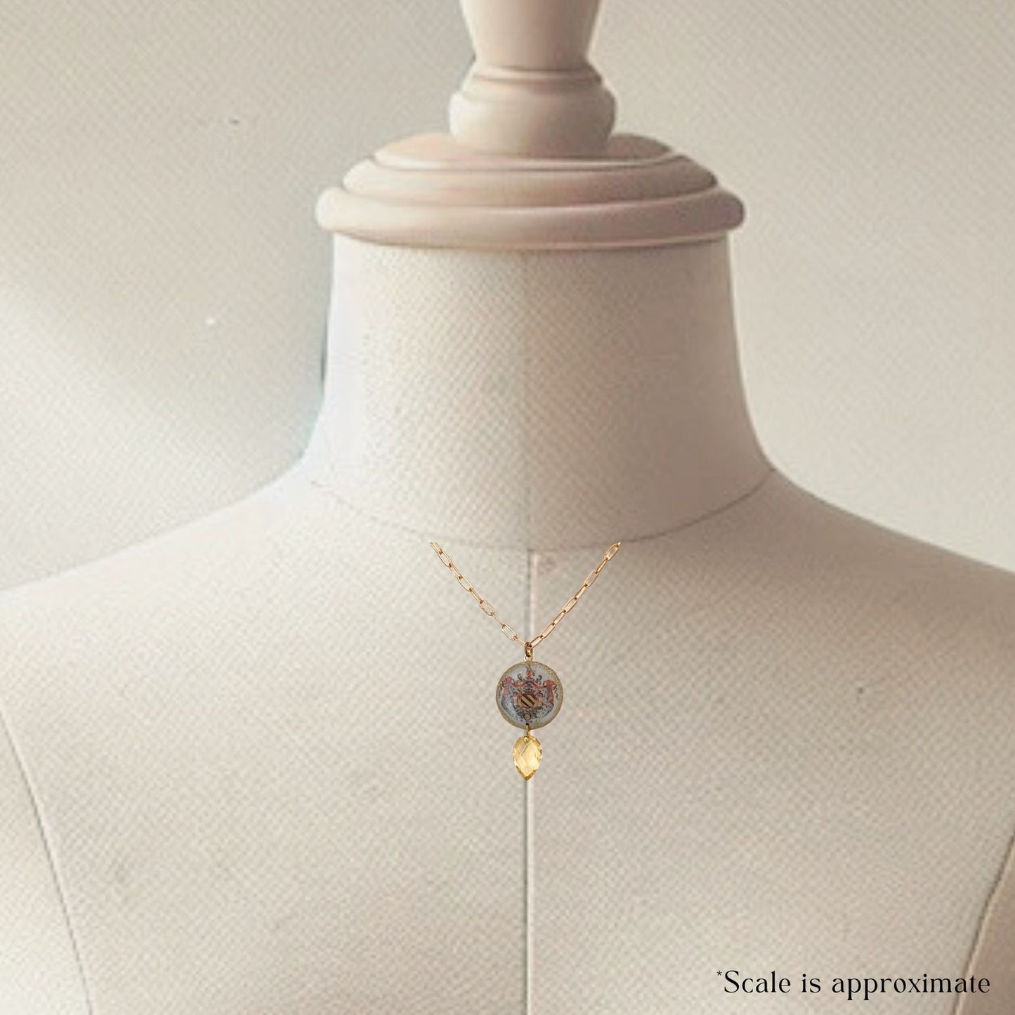 Micro Heraldic Seal Morgaine Necklace with Citrine