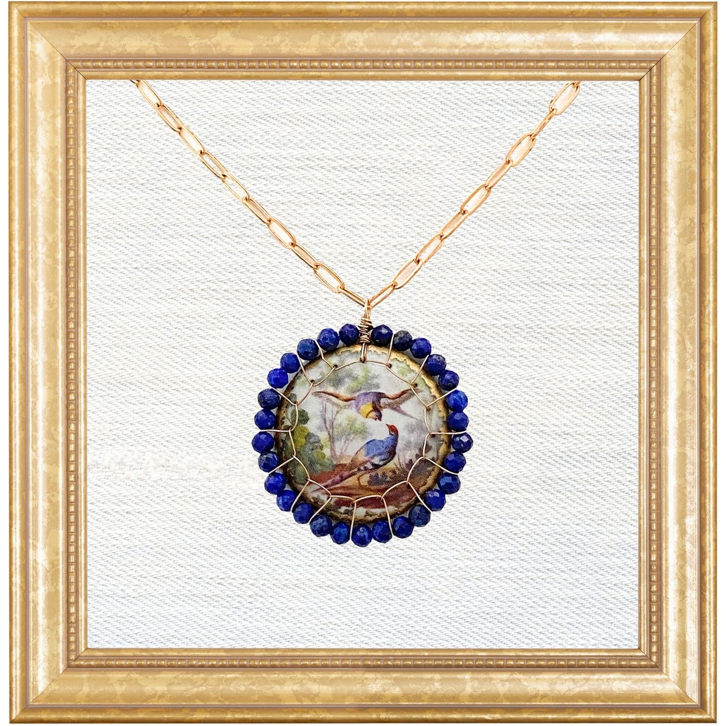 Lapis Songbird Stitched Bloom Necklace