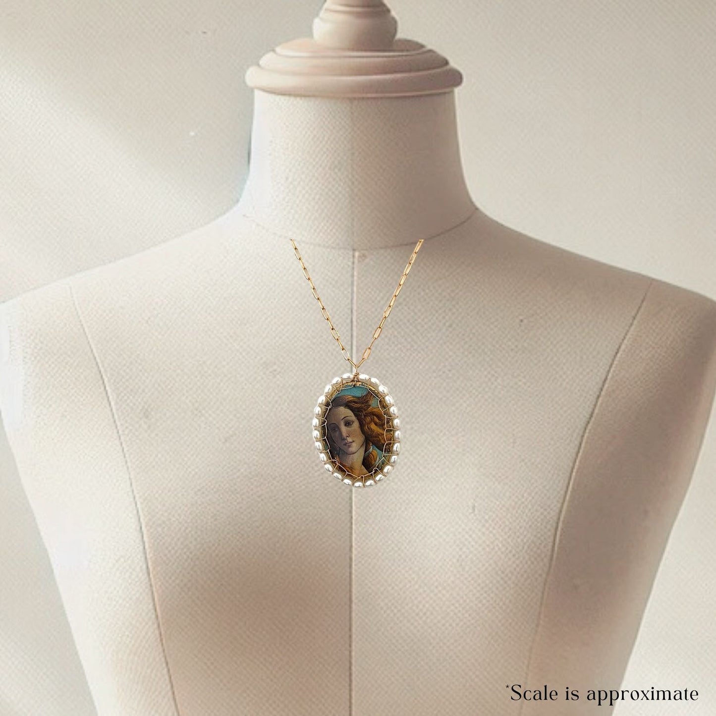 Stitched Venus Cameo Necklace with Pearls