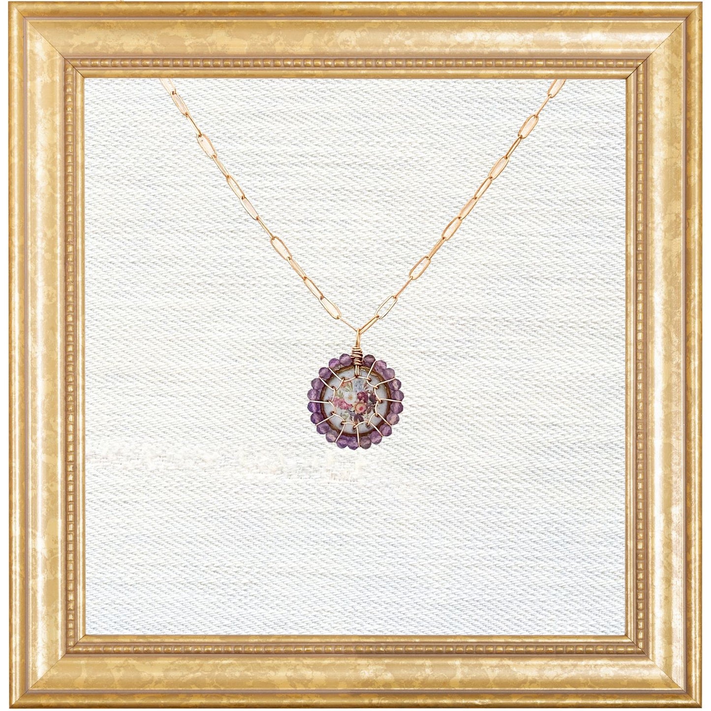 Stitched Floral Spray Dulcet Necklace with Amethyst